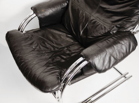 Vintage zwart leren fauteuil