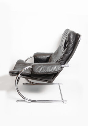 Vintage zwart leren fauteuil