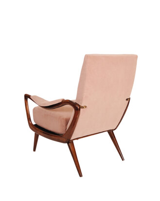 VERKOCHT Vintage mid century fauteuil opnieuw gestoffeerd