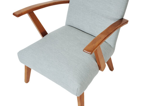 VERKOCHT Vintage jaren 50 fauteuil opnieuw gestoffeerd