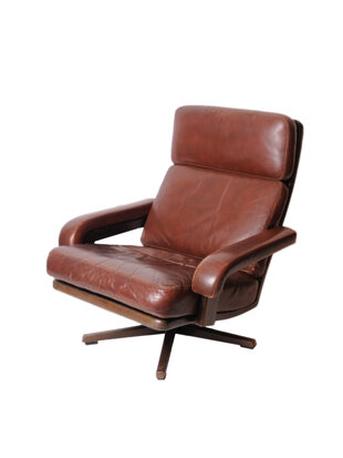 VERKOCHT Vintage leren Leolux draaifauteuil