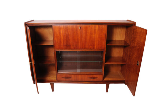 VERKOCHT Vintage mid century highboard met vitrine deel