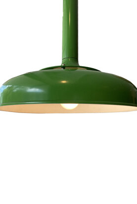 VERKOCHT Industriële metalen hanglamp groen