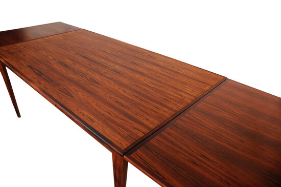 VERKOCHT Vintage design palissander uitschuifbare tafel van Niels O. Møller