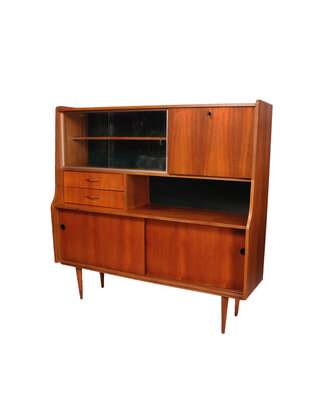 VERKOCHT Vintage highboard met vitrine deel