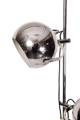 VERKOCHT Vintage Herda vloerlamp met chromen bollen