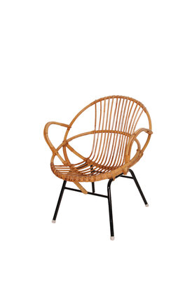 VERKOCHT Vintage rotan stoeltje