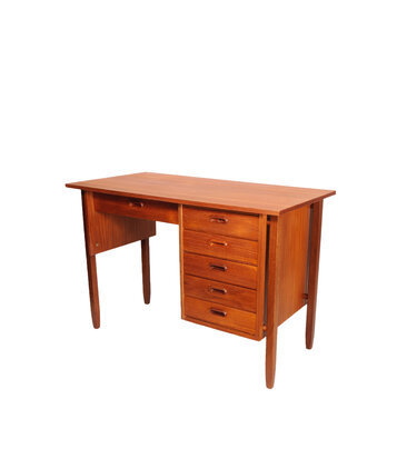 VERKOCHT Vintage teakhouten kinderbureau