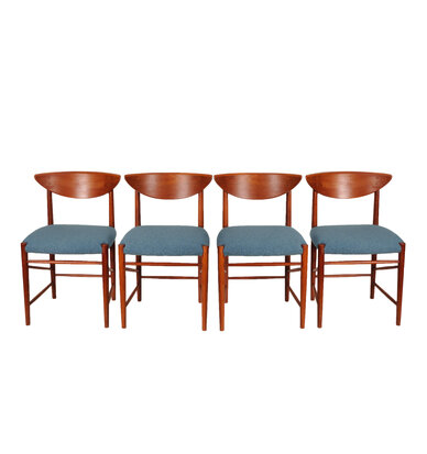 VERKOCHT Set van 4 Peter Hvidt en Orla Molgaard-Nielsen stoelen