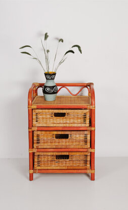 VERKOCHT Vintage rotan ladekastje