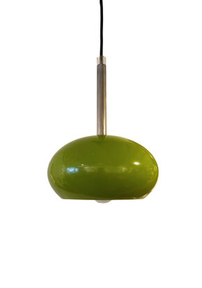 VERKOCHT Vintage groen metalen hanglamp