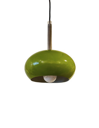 VERKOCHT Vintage groen metalen hanglamp