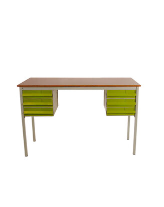 VERKOCHT Vintage bureau met groene lades