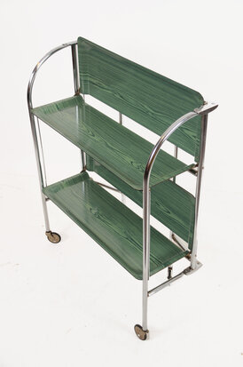 VERKOCHT Groene vintage Gerlinol serveerwagen/ trolley