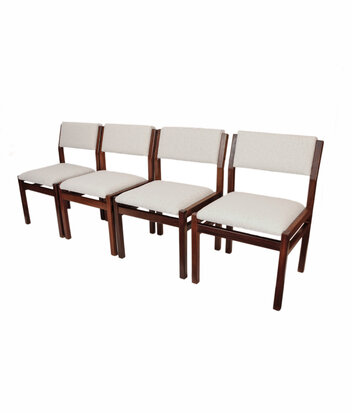 VERKOCHT Set van vier vintage Cees Braakman Pastoe Japanse serie stoelen opnieuw gestoffeerd