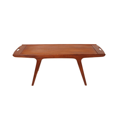 VERKOCHT Vintage salontafel met omkeerbaar blad