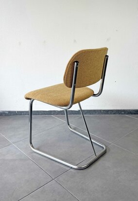 NIEUW Set vintage buisframe stoelen opnieuw gestoffeerd