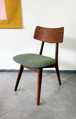NIEUW . Set van drie vintage Topform eetkamerstoelen opnieuw gestoffeerd