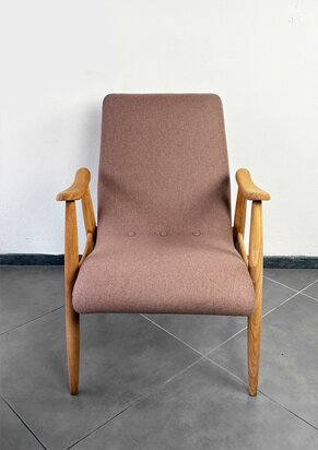 NIEUW . Vintage jaren 60 Louis van Teeffelen fauteuil opnieuw gestoffeerd