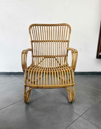 VERKOCHT . Vintage jaren 60 rotan Rohe stoel