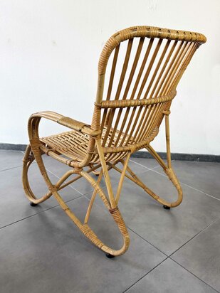 VERKOCHT . Vintage jaren 60 rotan Rohe stoel