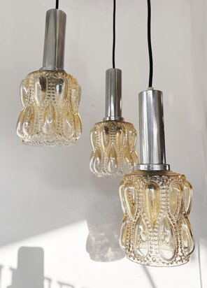 NIEUW . Vintage cascade hanglamp met drie kelken