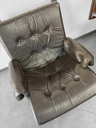 Vintage bruin leren jaren 70 fauteuil