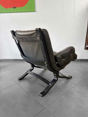 Vintage bruin leren jaren 70 fauteuil