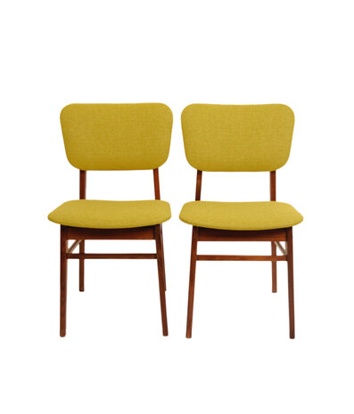 Set vintage eetkamerstoelen opnieuw gestoffeerd