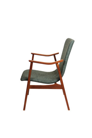 VERKOCHT Vintage Louis van Teeffelen fauteuil opnieuw gestoffeerd