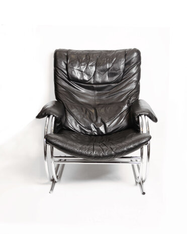 Vintage zwart leren fauteuil