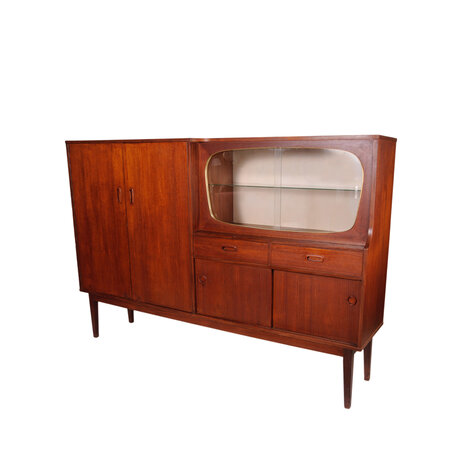 Vintage highboard met vitrine-deel