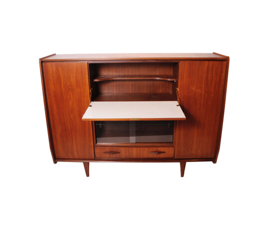 VERKOCHT Vintage mid century highboard met vitrine deel