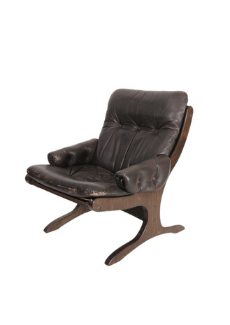 VERKOCHT Vintage leren fauteuil 