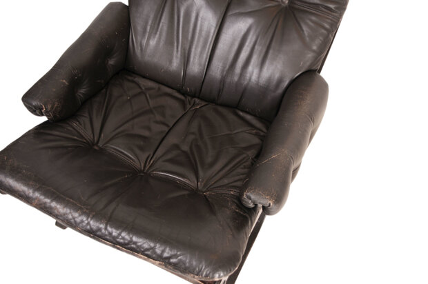 VERKOCHT Vintage leren fauteuil 