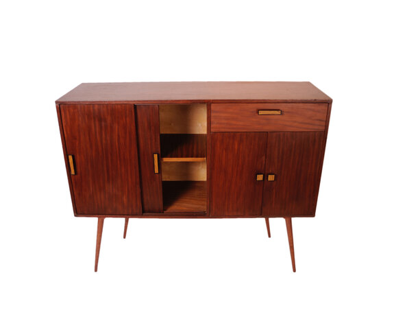 VERKOCHT Vintage highboard op hoge poten