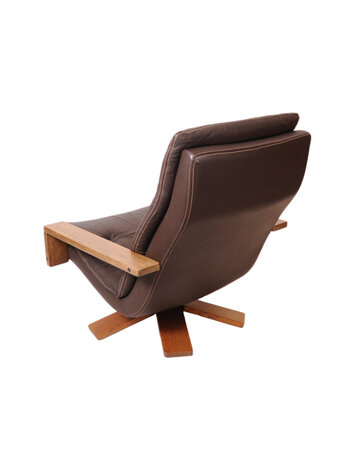 VERKOCHT Vintage leren jaren 70 draaifauteuil