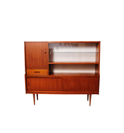 VERKOCHT Vintage jaren 60 kast met vitrine deel