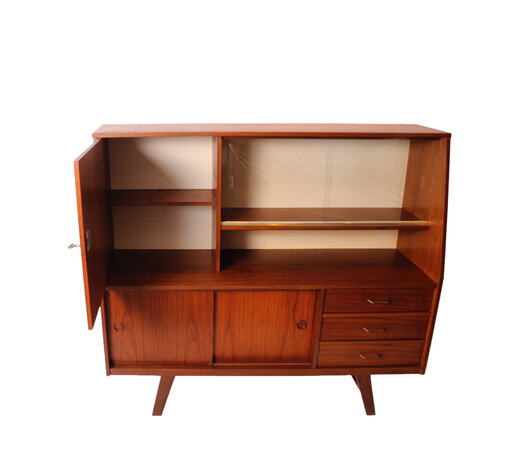 VERKOCHT Vintage highboard met vitrine deel