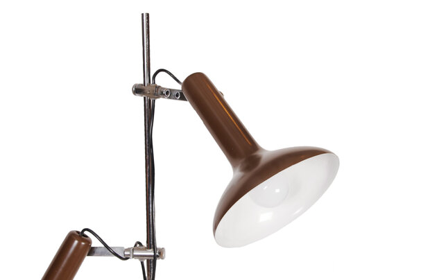 VERKOCHT Vintage vloerlamp met twee spots