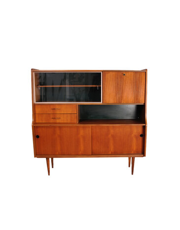 VERKOCHT Vintage highboard met vitrine deel