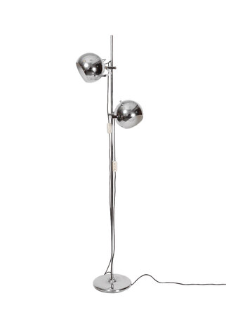 VERKOCHT Vintage Herda vloerlamp met chromen bollen