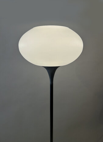 Vintage vloerlamp met glazen kap