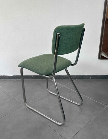 NIEUW . Set vintage buisframe stoelen opnieuw gestoffeerd