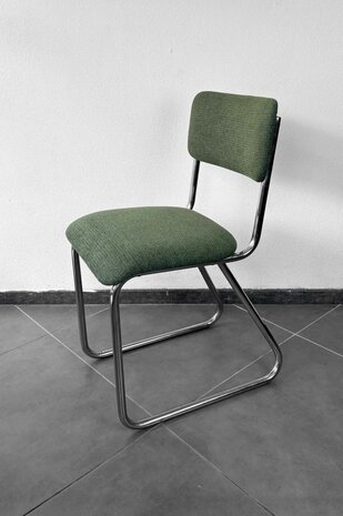 NIEUW . Set vintage buisframe stoelen opnieuw gestoffeerd