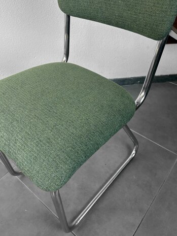 NIEUW . Set vintage buisframe stoelen opnieuw gestoffeerd