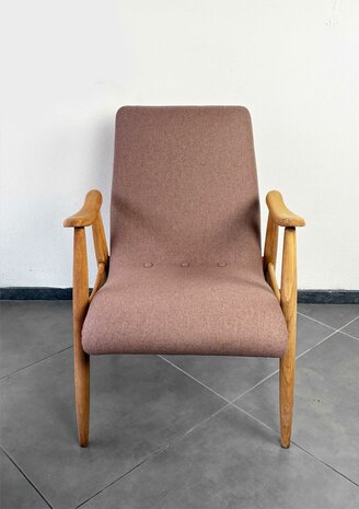 NIEUW . Vintage jaren 60 Louis van Teeffelen fauteuil opnieuw gestoffeerd