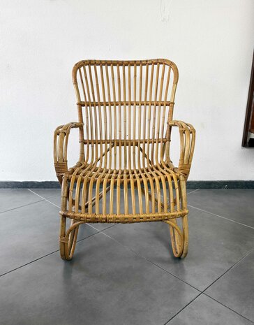 VERKOCHT . Vintage jaren 60 rotan Rohe stoel