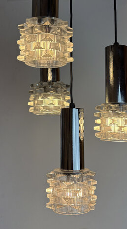 NIEUW . Vintage cascade hanglamp met vier kelken