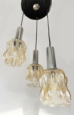 NIEUW . Vintage cascade hanglamp met drie kelken